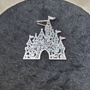 Disneyland Castle Silhouette Metal Keychain Silver Disney Collectible
